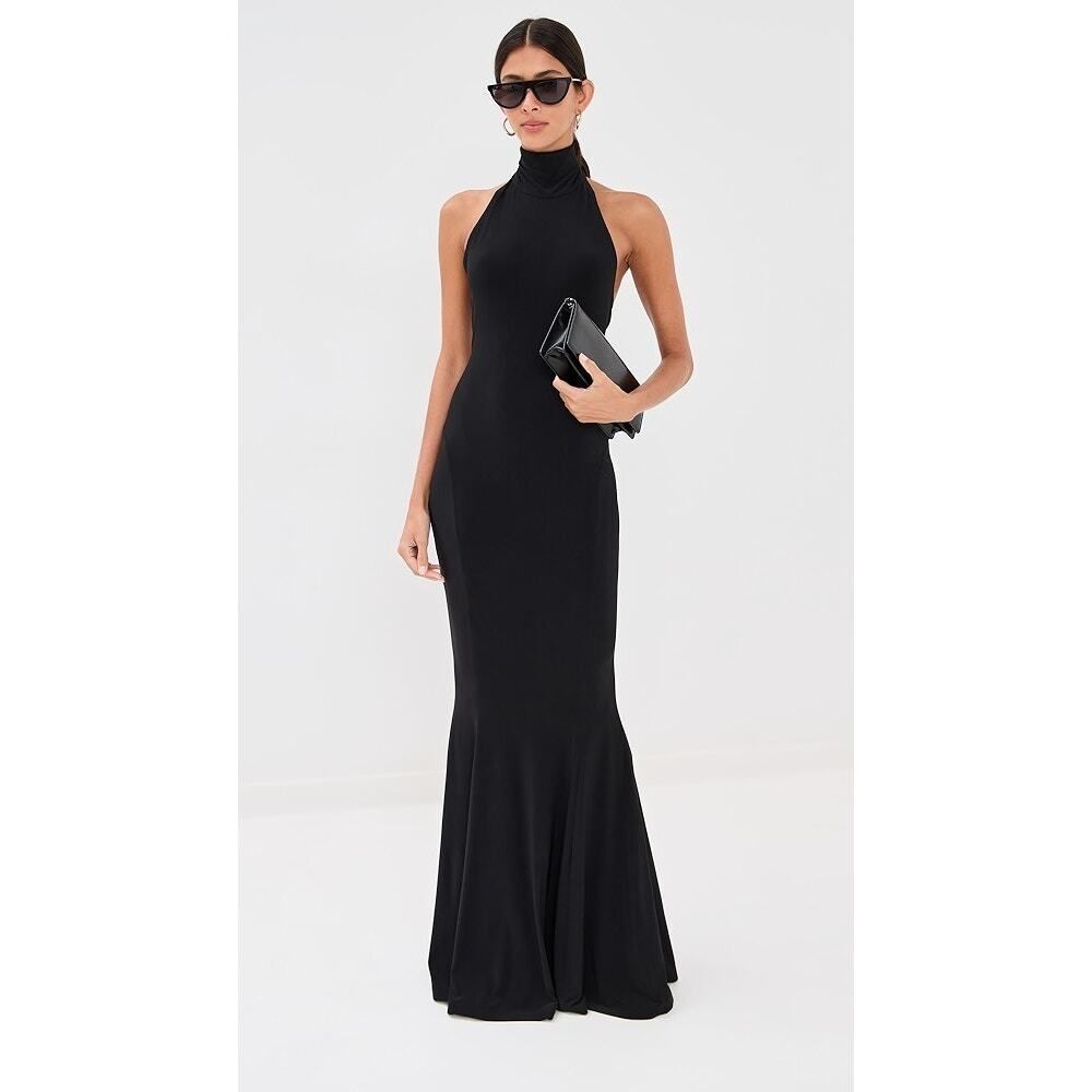 Norma Kamali strapless turtle fishtail gown black L/40